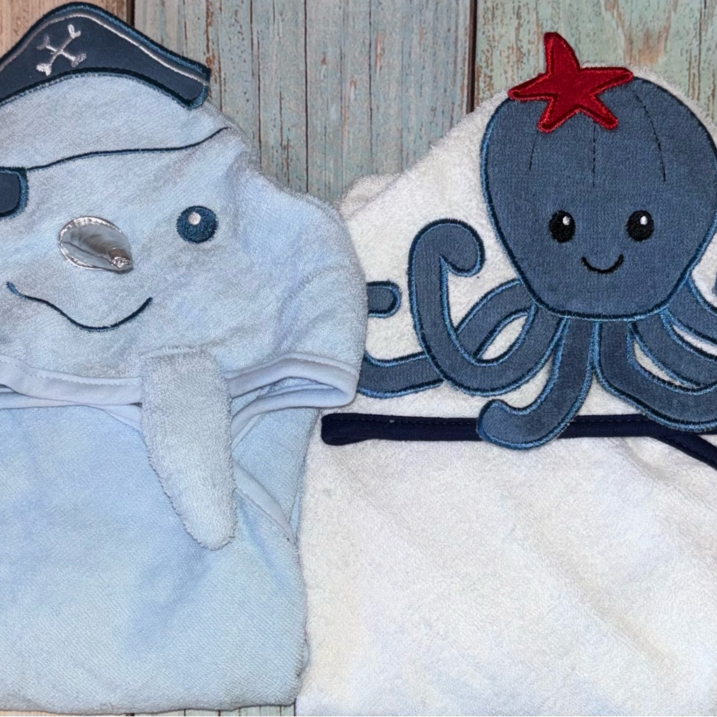 Two Brand New Hooded Baby Bath Towels